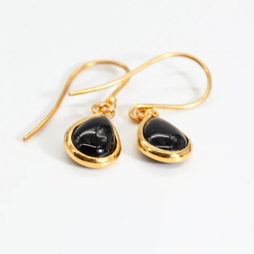 Black Onyx 14ct Gold Maya Shepherd Hook Earrings