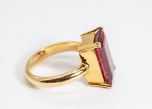 Load image into Gallery viewer, Pink Tourmaline Gold Emerald Cut Ring (7.57ct)