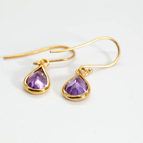 Purple Amethyst 14ct Gold Maya Shepherd Hook Earrings