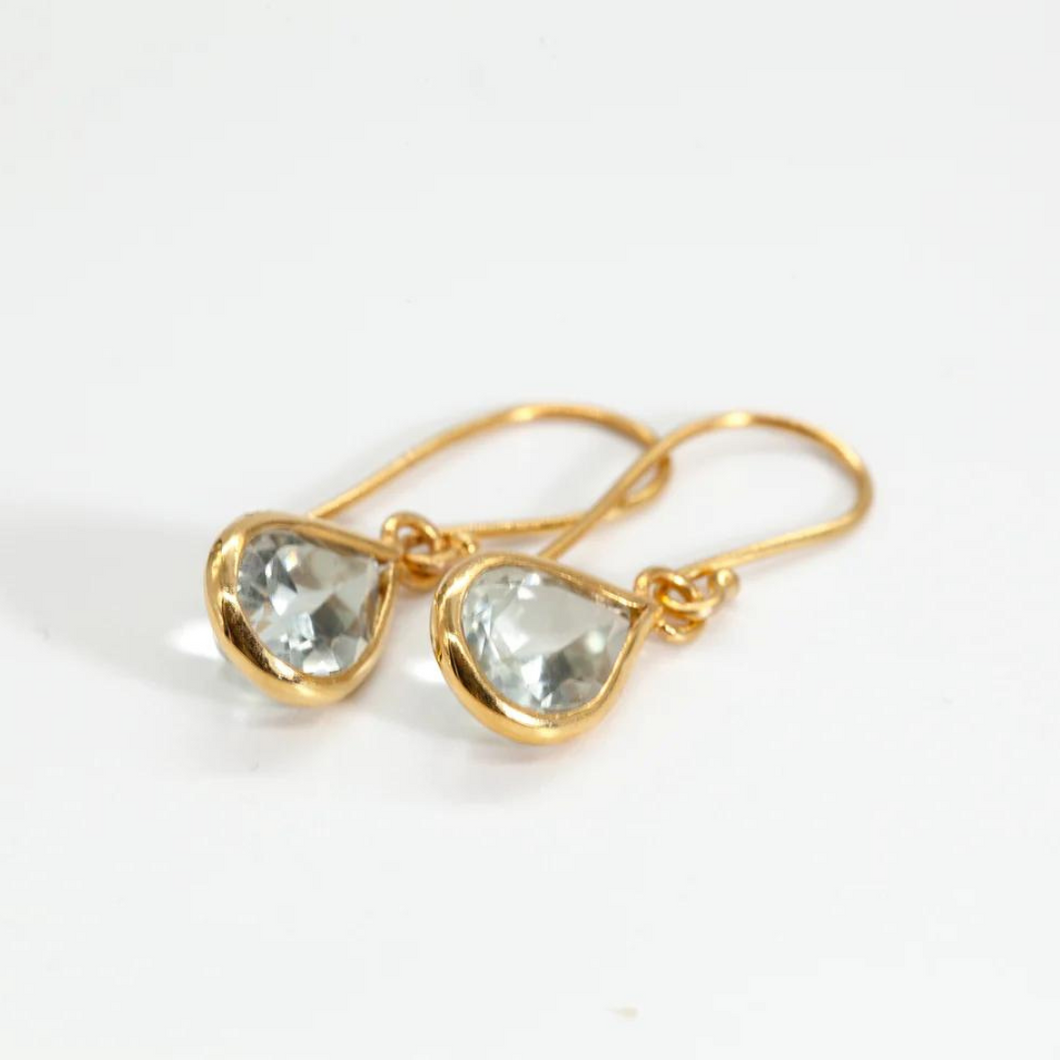 Green Amethyst 14ct Gold Maya Shepherd Hook Earrings