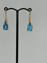 Load image into Gallery viewer, Swiss Blue Topaz &amp; Blue Sapphire 14ct Gold Elizabeth Shepherd Hook Earrings