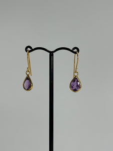 Purple Amethyst 14ct Gold Maya Shepherd Hook Earrings