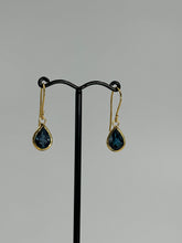 Load image into Gallery viewer, London Blue Topaz 14ct Gold Maya Shepherd Hook Earrings