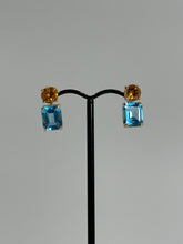 Load image into Gallery viewer, Yellow Citrine &amp; Swiss Blue Topaz Gold Louise Drop Earrings