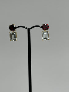 Red Garnet & Green Amethyst 14ct Gold Louise Drop Earrings