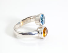 Load image into Gallery viewer, Swiss Blue Topaz &amp; Yellow Citrine Silver Toi Et Moi Cut Ring (1.76ct)