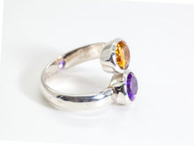 Load image into Gallery viewer, Yellow Citrine &amp; Purple Amethyst Silver Toi Et Moi Cut Ring (1.76ct)