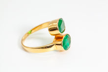 Load image into Gallery viewer, Green Emerald Gold Toi Et Moi Cut Ring (2.88ct &amp; 2.21ct)