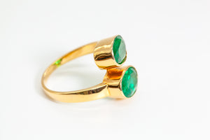 Green Emerald Gold Toi Et Moi Cut Ring (2.88ct & 2.21ct)