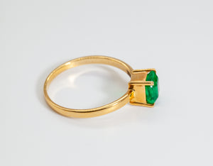 Green Emerald Gold Delicate Emerald Cut Ring (.84ct)