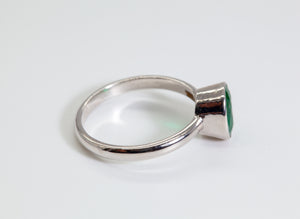 Green Emerald White Gold Oval Cut Bezel Ring (1.99ct)