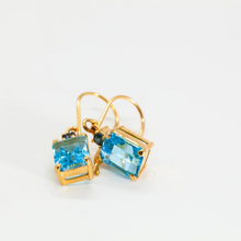 Load image into Gallery viewer, Swiss Blue Topaz &amp; Blue Sapphire 14ct Gold Elizabeth Shepherd Hook Earrings