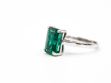 Load image into Gallery viewer, Green Emerald White Gold Emerald Cut Ring (3.88ct)