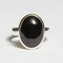 Load image into Gallery viewer, Black Onyx Silver Oval Cut Bezel Ring (8.26ct - 27.52ct)