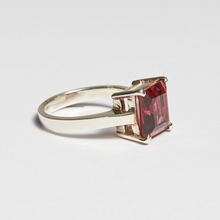 Load image into Gallery viewer, Red Garnet Silver Princess Cut Ring (6.10ct)