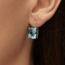 Load image into Gallery viewer, Swiss Blue Topaz Silver Ella Hook Earrings