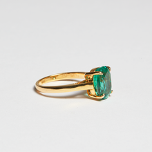 Load image into Gallery viewer, Green Emerald Gold Oval Cut Ring (3.78ct)