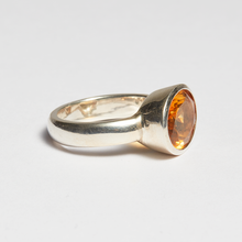 Load image into Gallery viewer, Yellow Citrine Silver Side Mounted Oval Cut Bezel Ring (4.6ct)