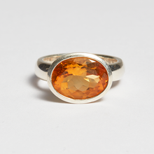 Load image into Gallery viewer, Yellow Citrine Silver Side Mounted Oval Cut Bezel Ring (4.6ct)