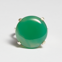 Load image into Gallery viewer, Green Onyx Silver Round Ring (20.93ct)