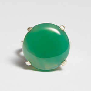 Green Onyx Silver Round Ring (20.93ct)