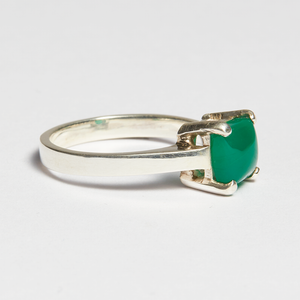 Green Onyx Silver Princess Cut Ring (1.90ct)