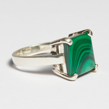 Load image into Gallery viewer, Green Malachite Silver Emerald Cut Ring (7.95ct)