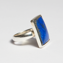 Load image into Gallery viewer, Lapis Lazuli Silver Emerald Cut Bezel Ring (7ct - 14.81ct)