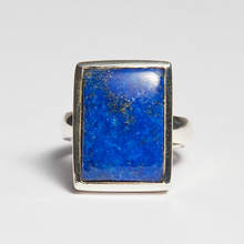 Load image into Gallery viewer, Lapis Lazuli Silver Emerald Cut Bezel Ring (7ct - 14.81ct)