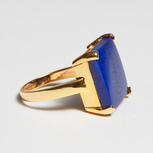 Lapis Lazuli Gold Princess Cut Ring (10.4ct)-SOLD