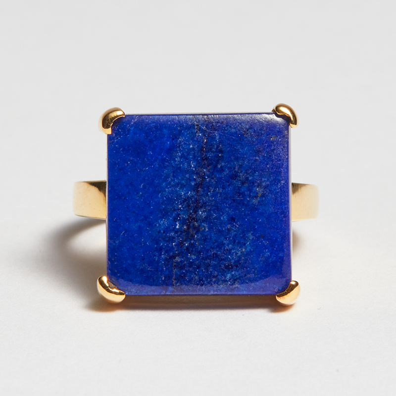 Lapis Lazuli Gold Princess Cut Ring (10.4ct)-SOLD