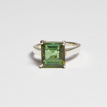 Load image into Gallery viewer, Dark Green Tourmaline Silver Princess Cut Ring (5.04ct)