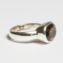 Load image into Gallery viewer, Smokey Quartz Silver Side Mounted Oval Cut Bezel Ring (4.99ct - 5.19ct)