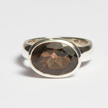 Load image into Gallery viewer, Smokey Quartz Silver Side Mounted Oval Cut Bezel Ring (4.99ct - 5.19ct)