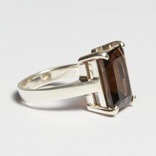 Load image into Gallery viewer, Smokey Quartz Silver Emerald Cut Ring (7.37ct - 7.46ct)