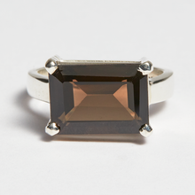 Load image into Gallery viewer, Smokey Quartz Side Mounted Emerald Cut Ring (7.42ct)