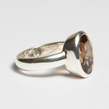 Load image into Gallery viewer, Smokey Quartz Silver Side Mounted Oval Cut Bezel Ring (4.99ct - 5.19ct)