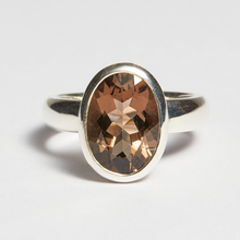 Load image into Gallery viewer, Smokey Quartz Silver Side Mounted Oval Cut Bezel Ring (4.99ct - 5.19ct)