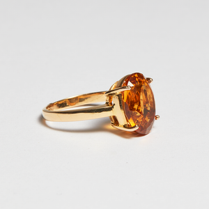 Yellow Citrine Gold Round Cut Ring (6.20ct)