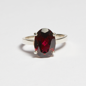 Red Garnet Silver Round Cut Ring (2.25ct - 10.6ct)