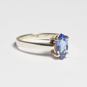 Blue Tanzanite Silver Marquise Cut Ring (1.23ct - 1.56ct)