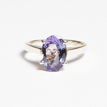 Load image into Gallery viewer, Blue Tanzanite Silver Oval Cut Ring (3.36ct)