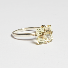 Load image into Gallery viewer, Lemon Quartz Silver Emerald Cut Ring (5ct)