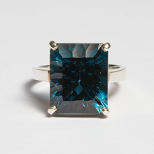 Load image into Gallery viewer, London Blue Topaz Silver Emerald Cut Ring (8.90ct - 15.62ct)