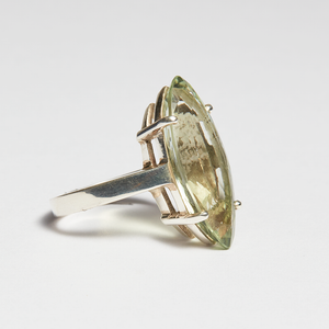 Green Amethyst Silver Marquise Cut Ring (13.94ct)