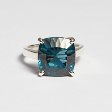 Load image into Gallery viewer, London Blue Topaz Silver Cushion Cut Ring (8.90ct - 10.90ct)