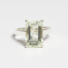 Load image into Gallery viewer, Green Amethyst Silver Emerald Cut Ring (6.71ct)