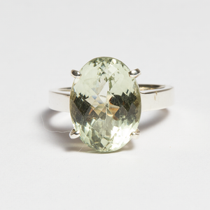 Green Amethyst Silver Oval Cut Ring (9.27ct - 19.72ct)