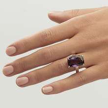 Load image into Gallery viewer, Purple Amethyst Silver Cushion Cut Ring (9.23ct - 10.16ct)