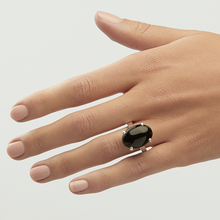 Load image into Gallery viewer, Black Onyx Silver Oval Cut Ring (8.10ct)